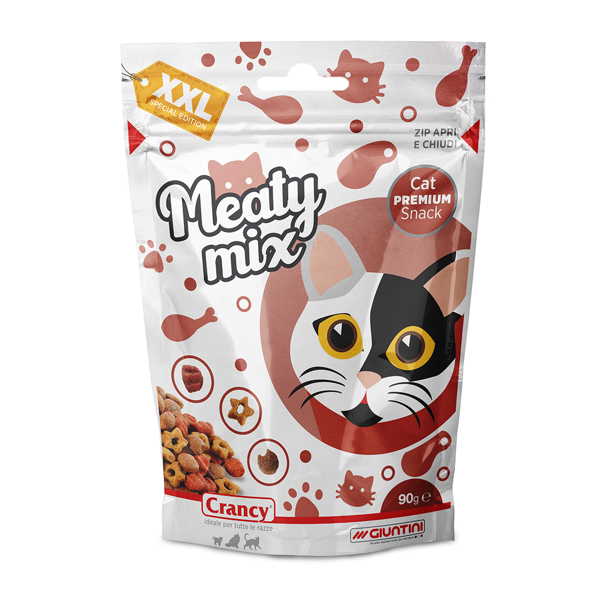 CRANCY CAT TREATS MEATY MIXED XXL 90GRX10-SKU-2978