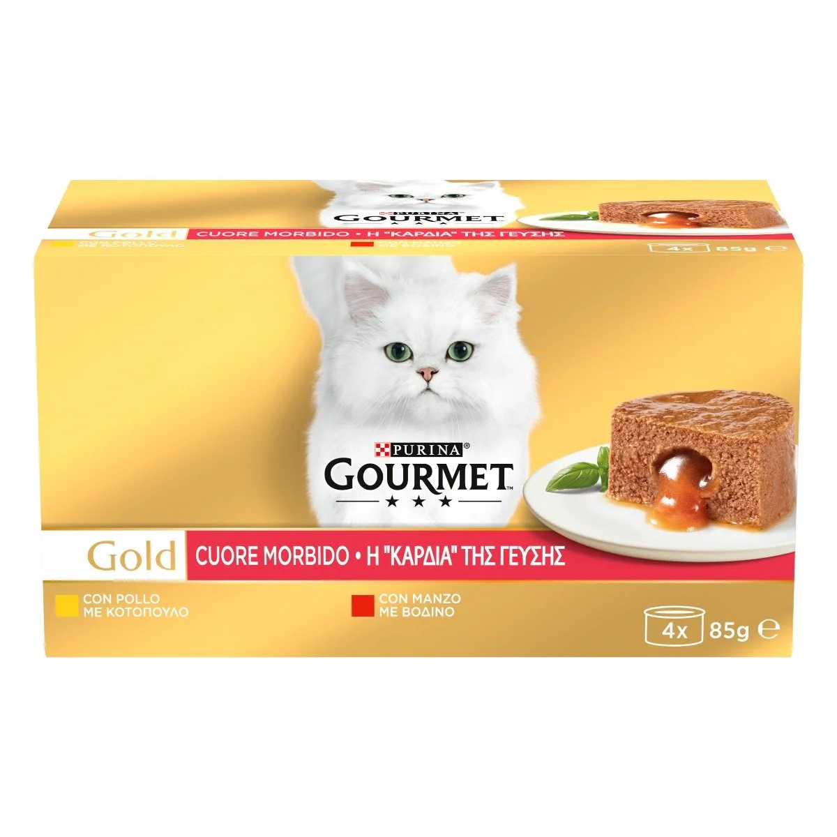 GOURMET GOLD MELTING HEART BEEF/CHICKEN 4X85GRX12-SKU-2750
