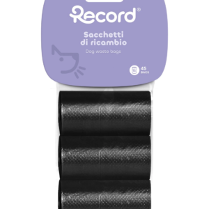 RECORD 3 ROLLS OF 15 POO BAGS BLACK-SKU-3132