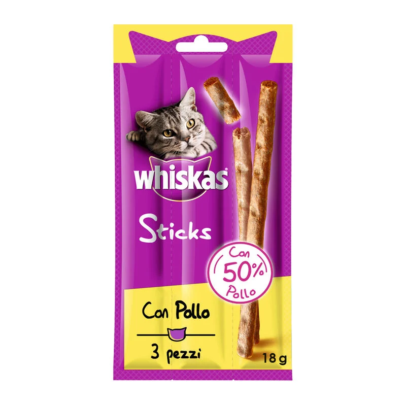 WHISKAS 3 STICKS CHICKEN 6GRX3X28-SKU-1172