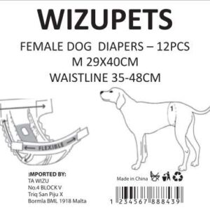 WIZUPETS FEMALE DIAPERS MEDIUM 12PCS-SKU-2805