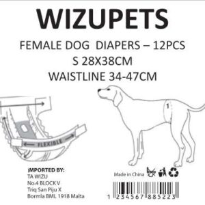WIZUPETS FEMALE DIAPERS SMALL 12PCS-SKU-2804