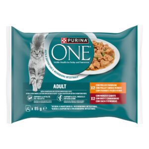 Purina One Cat Wet Food Adult Poultry Beef 4x85g-SKU-3429